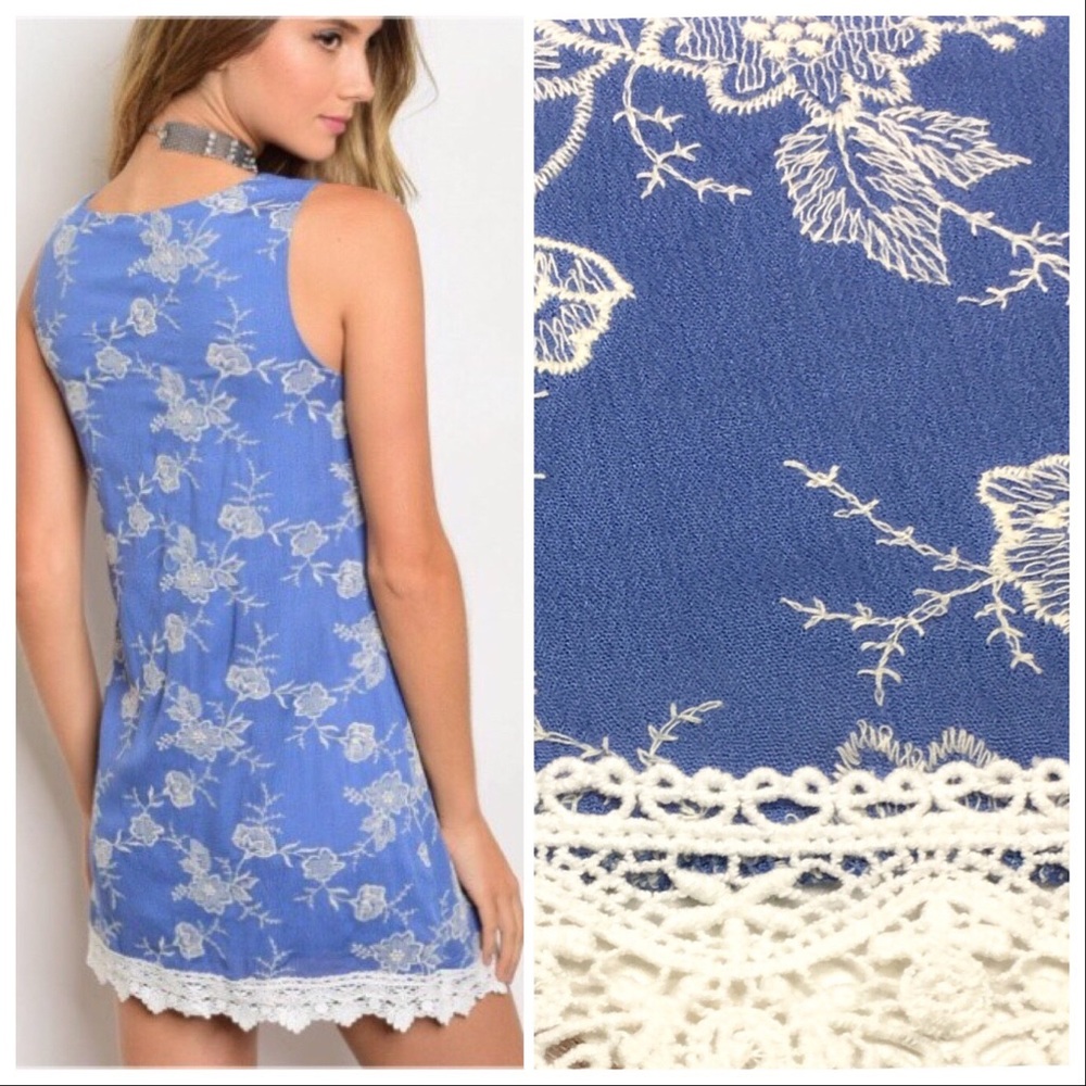 **CLEARANCE** Embroidered Floral Shift Mini Dress - Picture 7 of 8